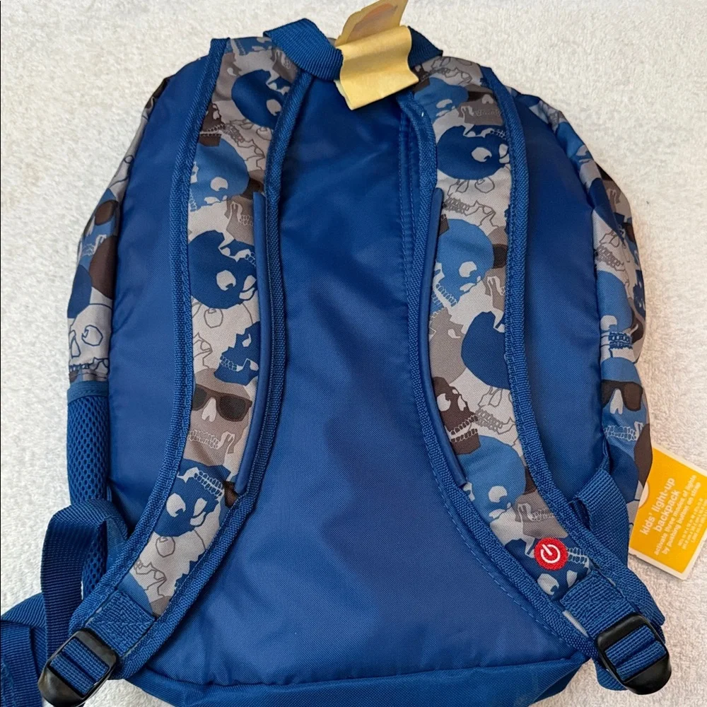NWT Circo Blue & Gray Light-Up Skull Backpack 3 Pocket 16x12x4 Travel School